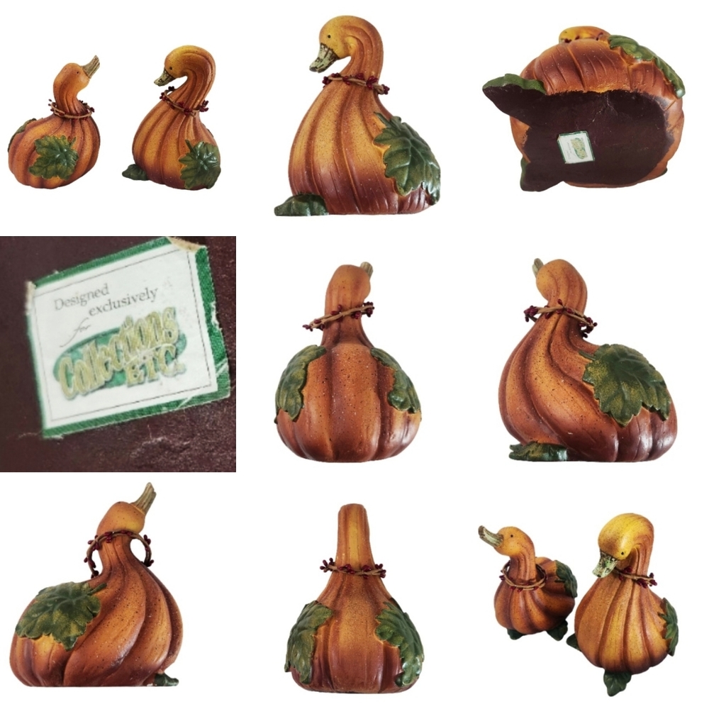 Vintage Gourd Pumpkin Ducks Geese Statue Decor Figures Set of 2 Collections, etc - Picture 11 of 16